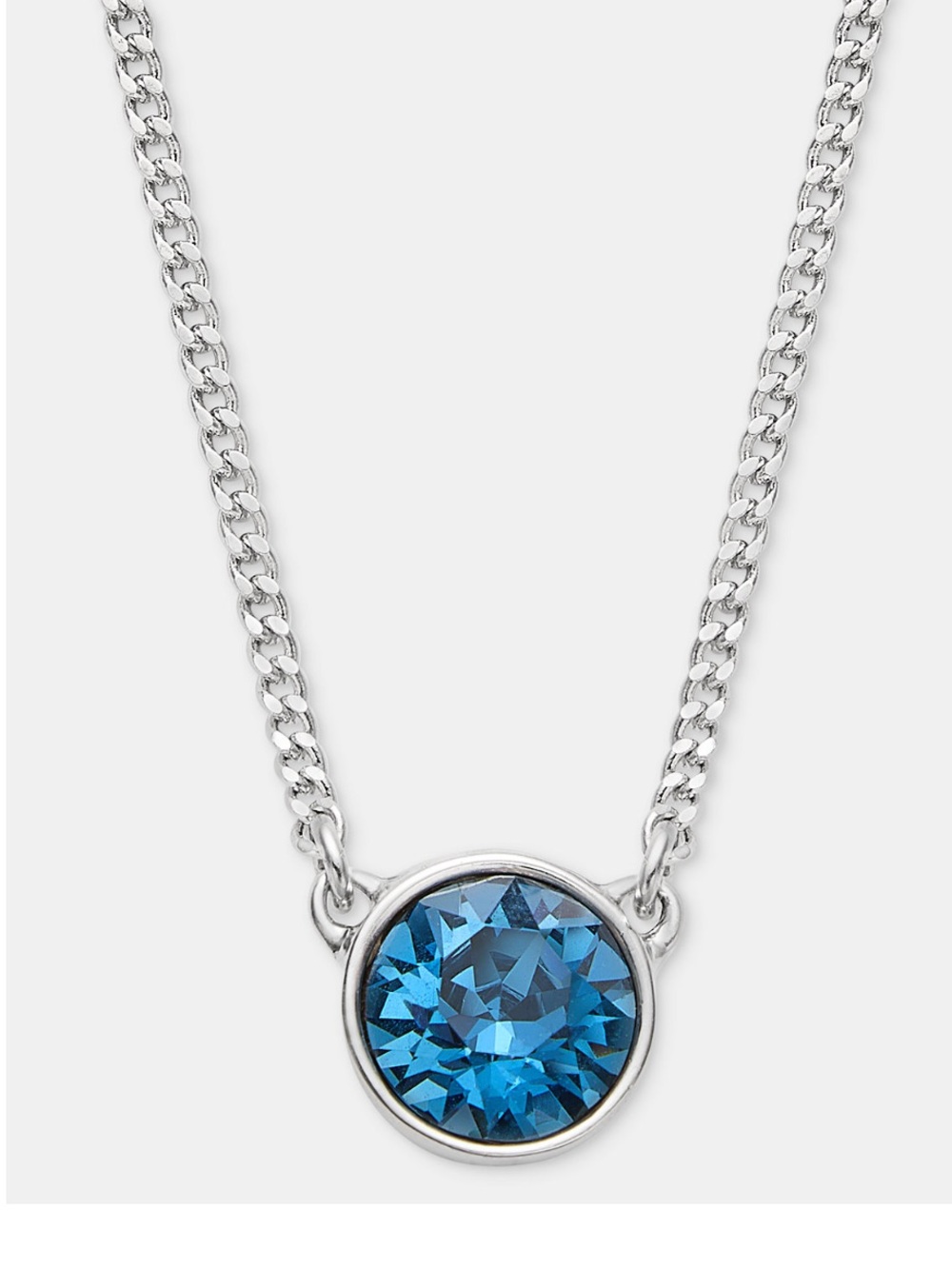 Givenchy Silver Tone Chain Necklace with Blue Crystal Pendant NWT